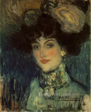  at - Woman with a Feathered Hat 1901 Pablo Picasso